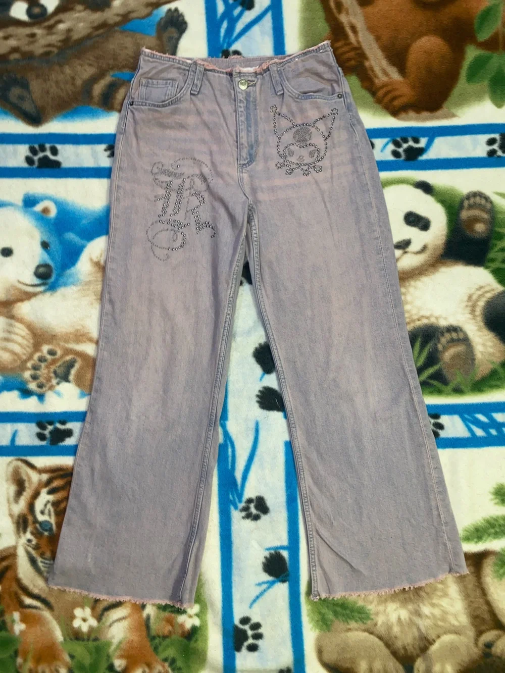 Sanrio Kurami Lavender Jeans with Rhinestone Detailing